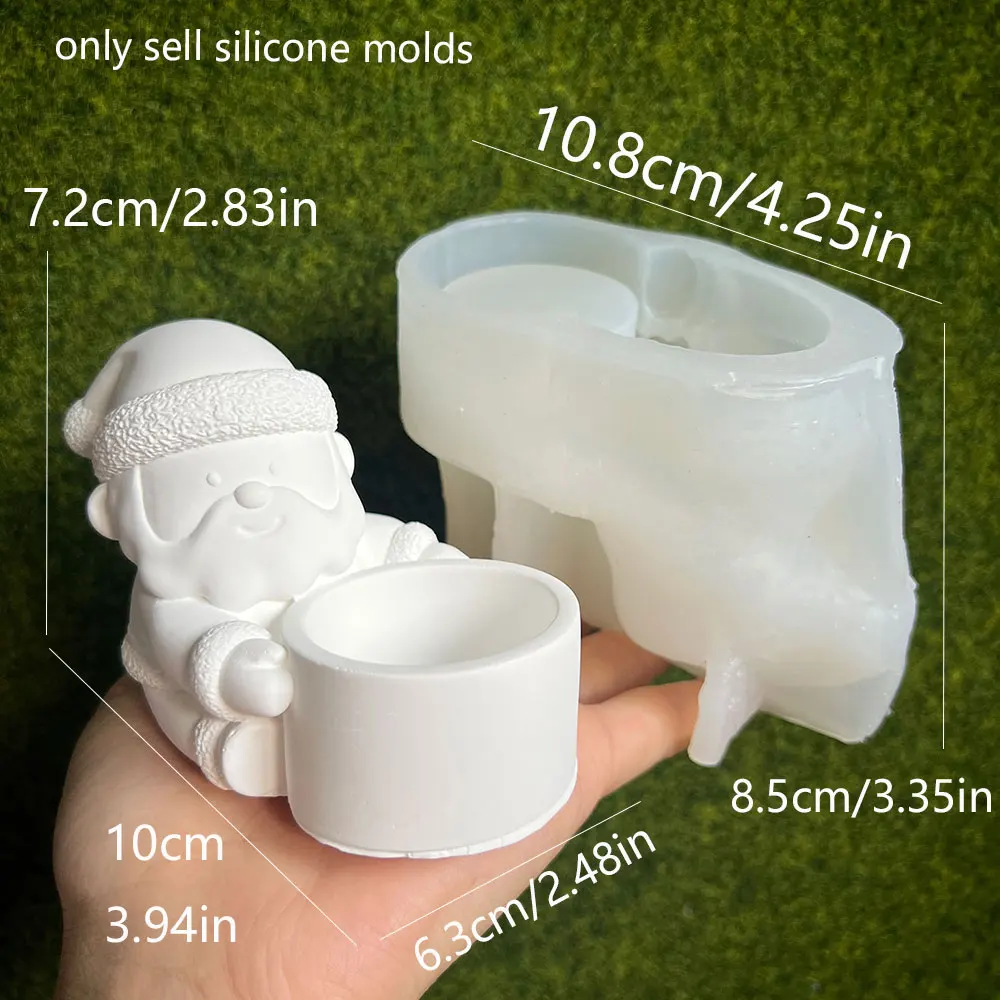 DIY Santa Claus Candlestick Silicone Mold Cute Dwarfs Candle Holder Plaster Resin Clay Mould Craft Making Xmas Decor