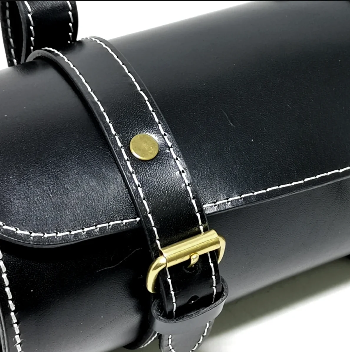 

100% Leather First Layer Bike Locomotive Tail Bag British Retro Q1105 Cylinder Manual Leather Bag Bicycle Retro Bags Premium