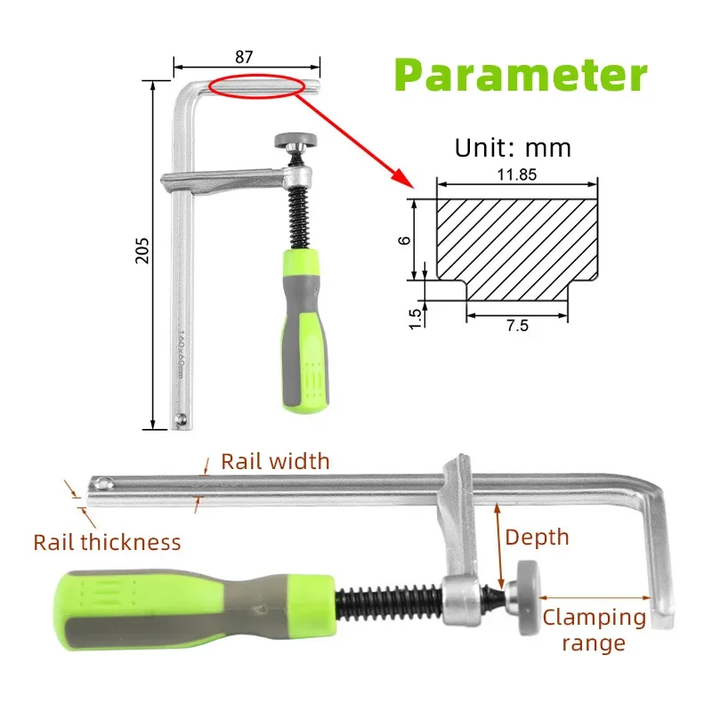 MFT and Track Saw Quick Guide Rail Clamp with Plastic Handle Screw Action Arm for Woodworking MFT Table and Cutting Tracks1/2PCS