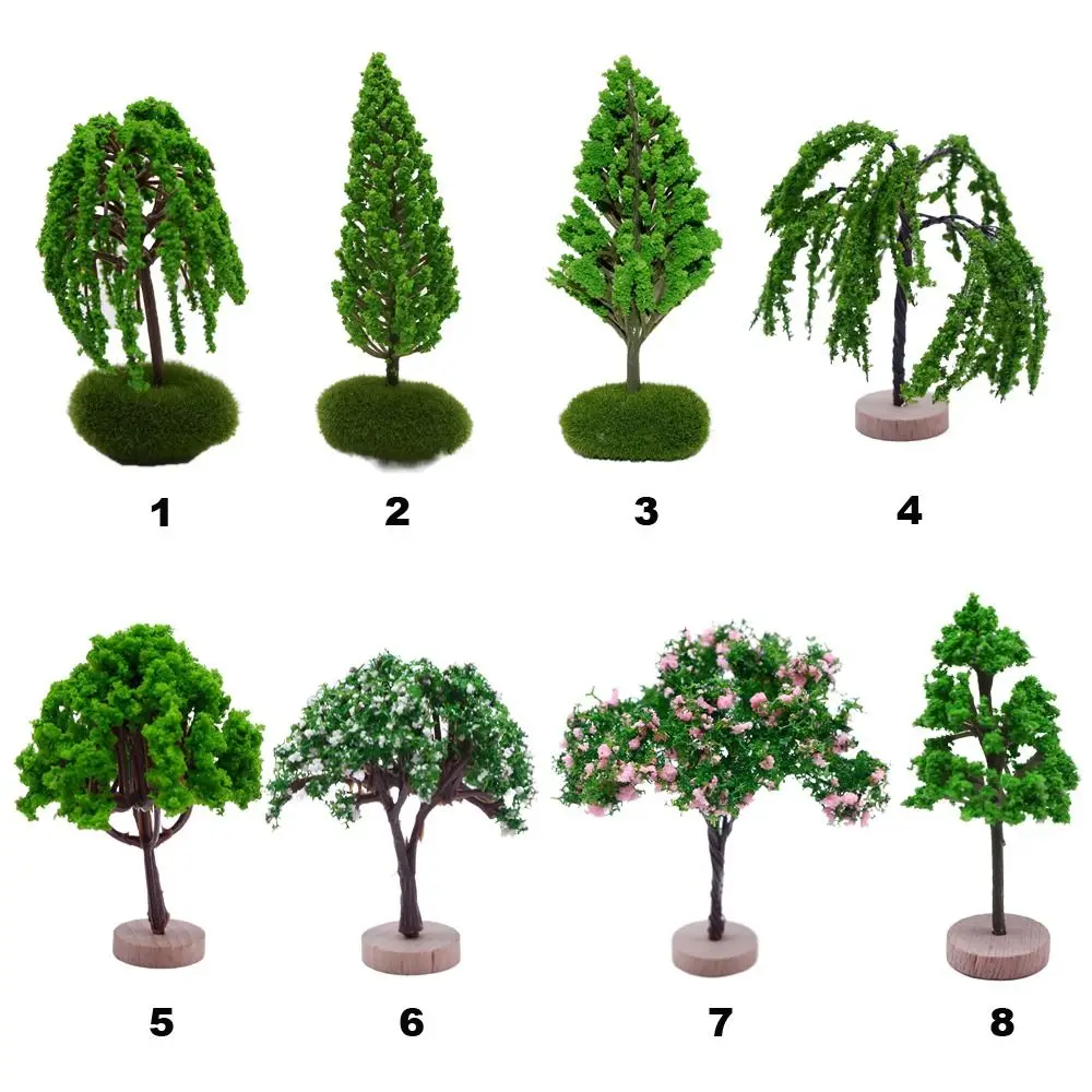Accesorios de árbol de flores de Micro jardín verde, árboles de paisaje en miniatura de varios tamaños, mesa de arena de jardín de hadas, estatuilla de árbol de simulación