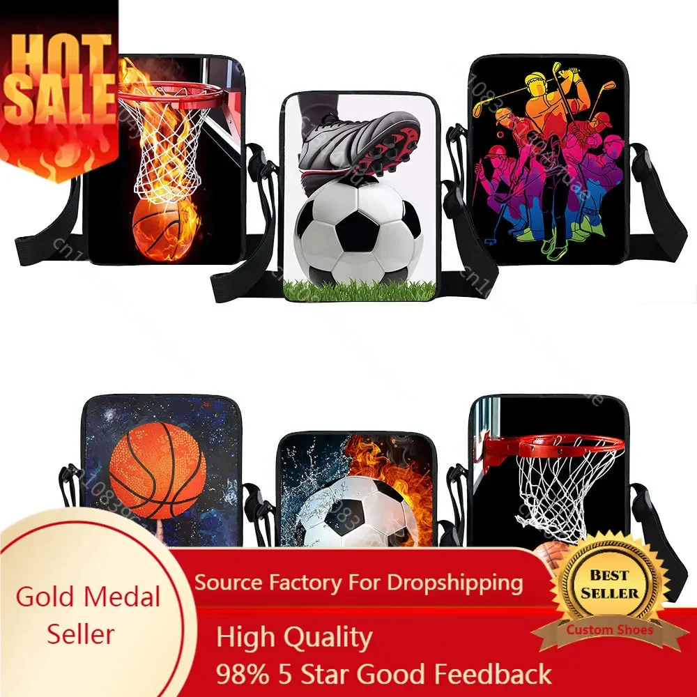 Basketball Print Handbags Football/Soccer Crossbody Bag Golf Messenger Bag Phone Key Card Holder Shoulder Bags Book Bags Gift