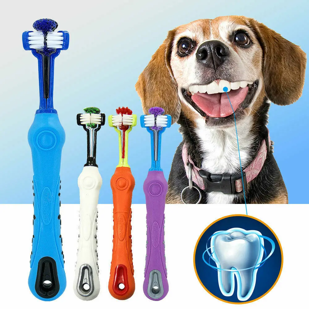 

Three Sided Pet Toothbrush Dog Toothbrush Soft Rubber Tooth Care Brushes For Dogs Bad Breath Tartar Cleaning Pet Grooming Tools