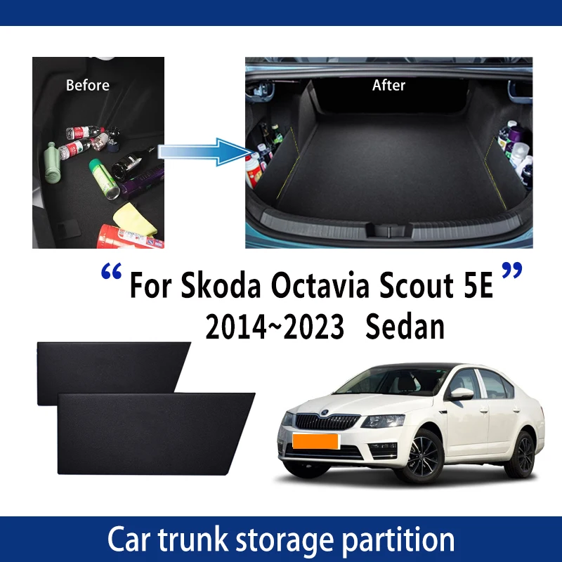 

For Skoda Octavia Scout 5E 2014~2023 2016 MK3 Car Trunk Storage Partition Multi-function Storage Box Auto Interior Accessories