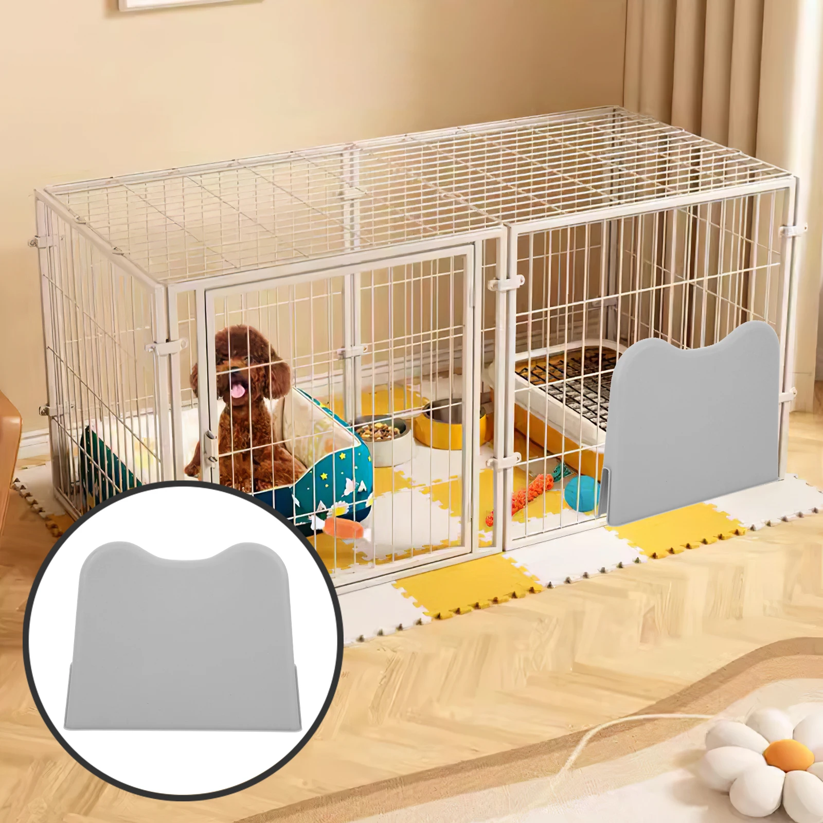 Anti-splash Pet Litter Box Guard Grey Plastic Portable Easy Clean Dog Toilet Enclosure Supplies Potty Cartoon Design