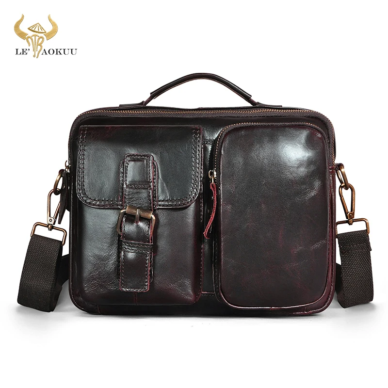 Hot Sale Oil Wax Leather Design Male Shoulder messenger bag For Men Vintage Cross-body Bag 9\