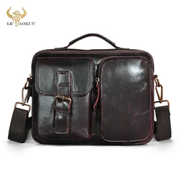 Hot Sale Oil Wax Leather Design Male Shoulder messenger bag For Men Vintage Cross-body Bag 9