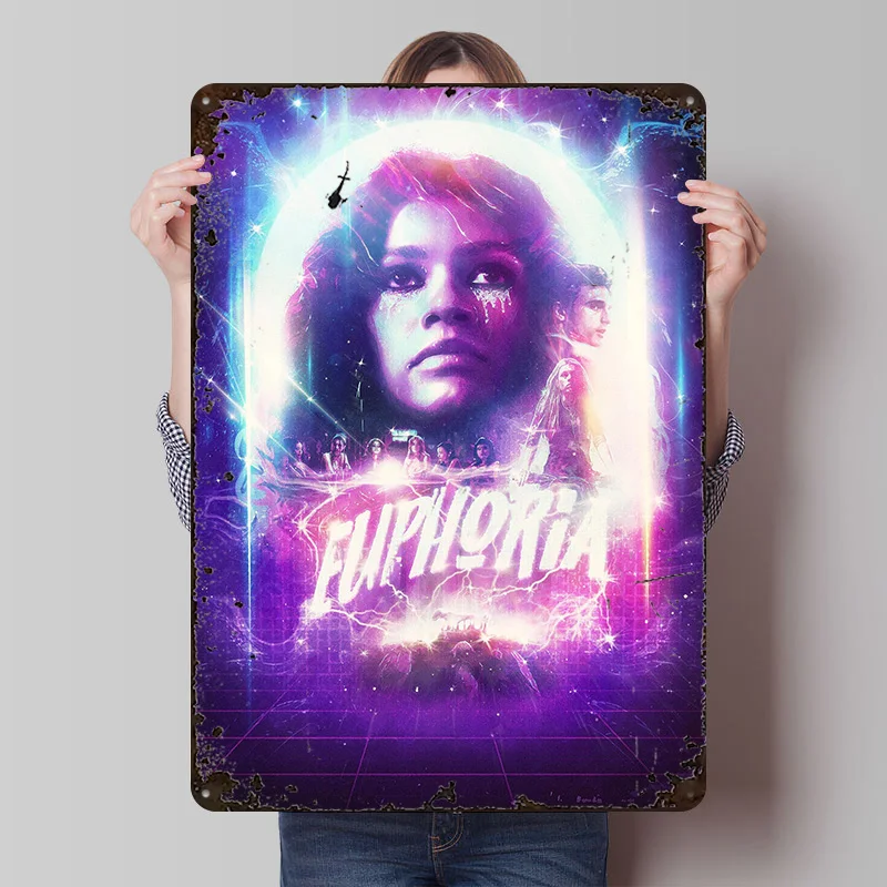 Affiche Euphoria personnalisée, plaques métalliques vintage, art mural, plaque en étain rétro pour la décoration de bureau, décoration moderne pour la maison, ornements pour la maison