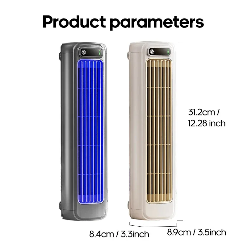 

2000mAh Rechargeable Portable Air Conditioner Fan: 3 Speeds Quiet Tower Fan, Wall-Mounted No-Drilling Circulating Fan