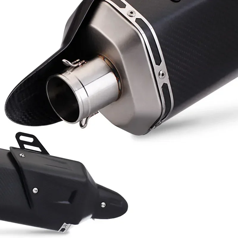 51mm Inlet Motorcycle Carbon Fiber Exhaust Muffler Moto Tube Pipe 500mm Lenght Big Muffler Real Carbon Fiber For Honda R1 R3 R6