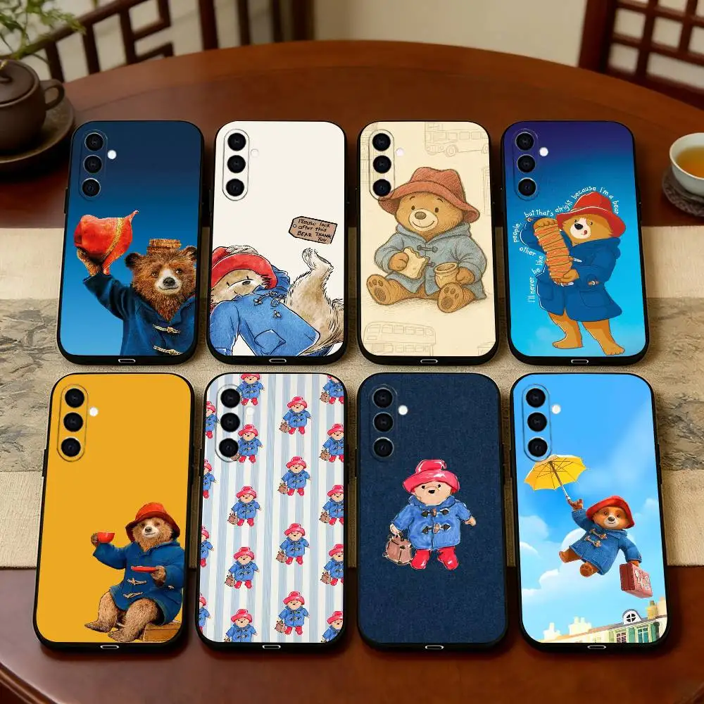 C-Cute P-Paddington Bear Phone Case For Samsung Galaxy A73,A72,A71,A70,A53,A52,A51,Soft Silicone Black Cover