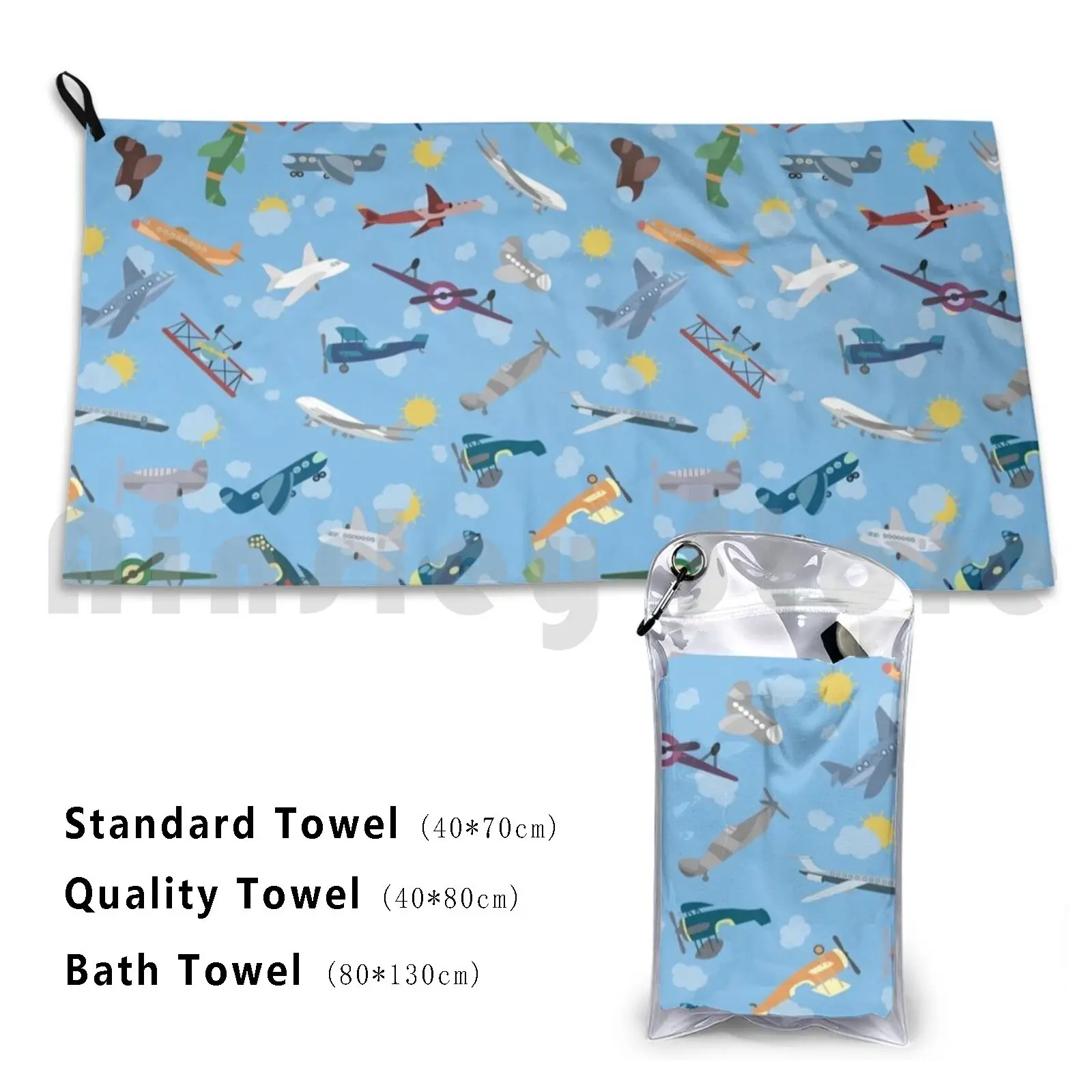 Airplanes In The Sky Plane Pattern Bath Towel Beach Cushion 1992 Planes Airplanes Sky Clouds Flying Vehicles