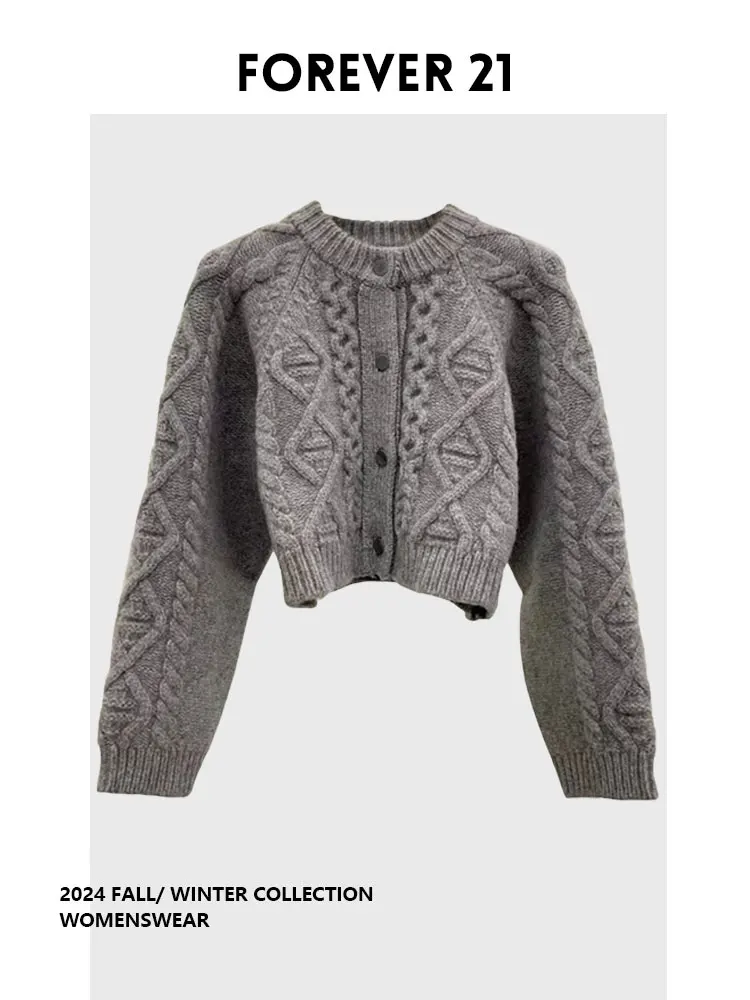 

Женский вязаный кардиган Forever 2 Lectual, осенне-зимний, новый, с круглым вырезом, длинными рукавами и узором «косы»