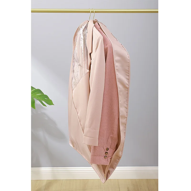 Clothes Hanging Dust Cover Wedding Dress Cover Suit Coat Home Storage Bag Garment Organizer Dustproof Cover Pouch Satin Craft