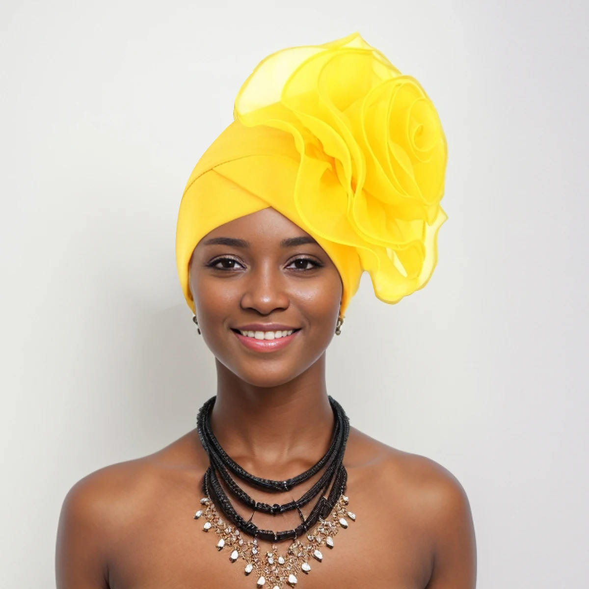 Exaggerated Large Flower Turban Hat for Women Nigeria Wedding Party Headwear Afrcian Female Head Wraps