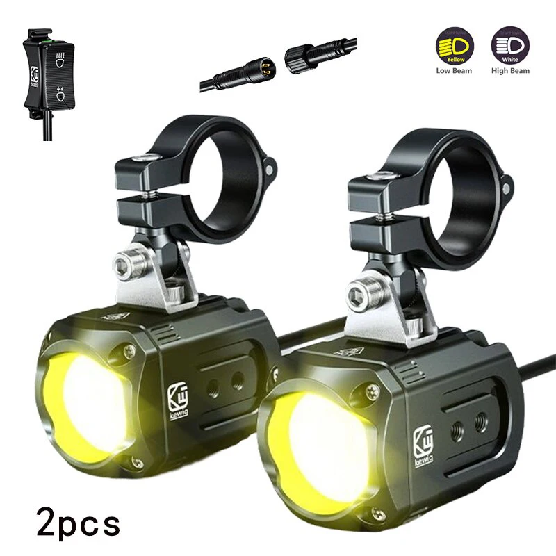 

Motorcycle Fog Light Headlight External Spotlight Super Bright 60W Two-color Driving Light Motorbike Waterproof Universal