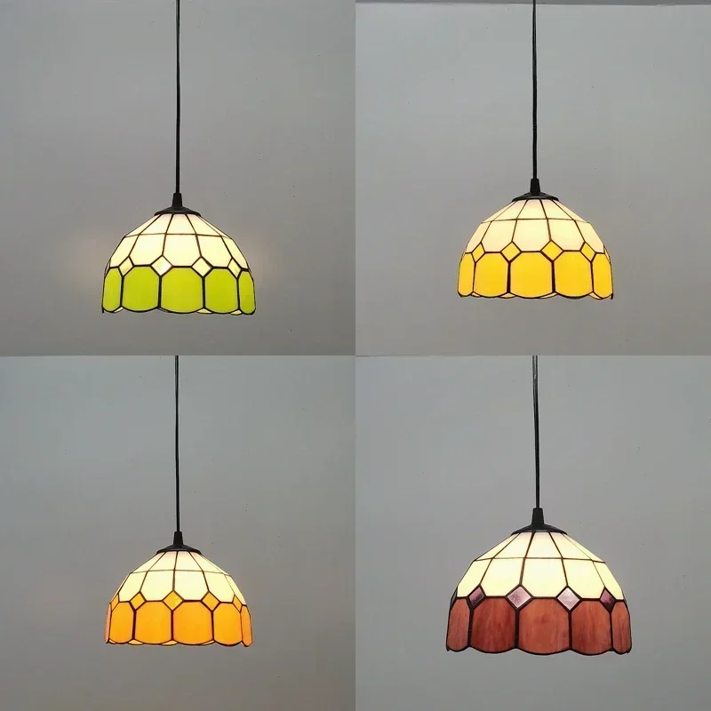 8-Inch European-Style Simple Green Glass Chandelier  Style Kitchen Dining Table Sun Room Single Head Pendant Light
