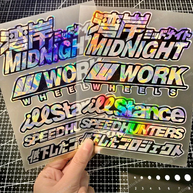 

1set Holographic JDM Racing Car Motorcycle Sticker Set for Vehicle Tuning Art & Personalized Appearance Enhancement