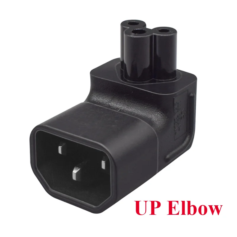 Schwarzer Up Down Ellenbogen IEC320 C14 auf C5 Netzteilstecker Clover Leaf Stromsteckdose Stecker auf Buchse Konverter