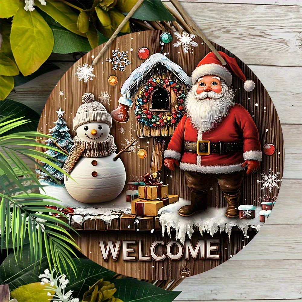 1 قطعة عيد الميلاد سانتا كلوز ثلج ستار ندفة الثلج الحلي عيد الميلاد ترحيب 2d الخشب قلادة الشرفة إكليل شقة معلقة طباعة الديكورات المنزلية