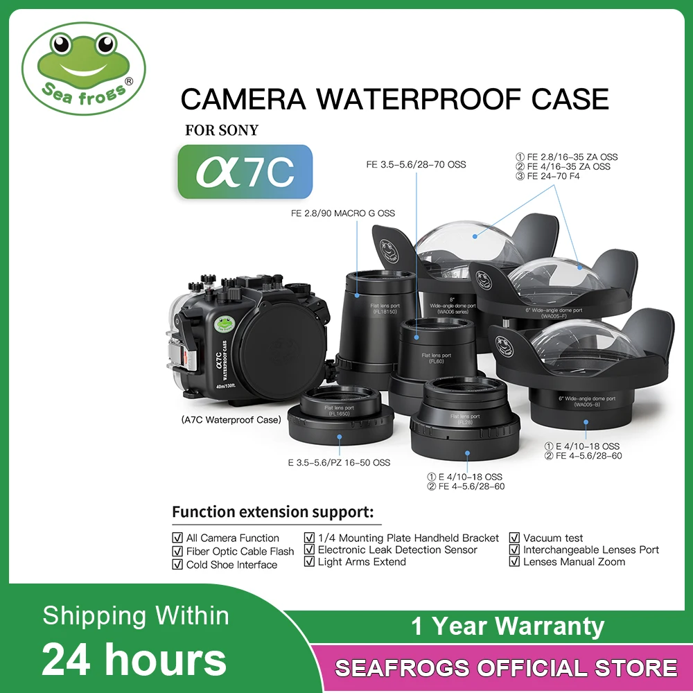 

Seafrogs Diving Case Waterproof Camera Housing For Sony A7C 90mm 28-70mm 16-50mm 10-18mm 28-60mm