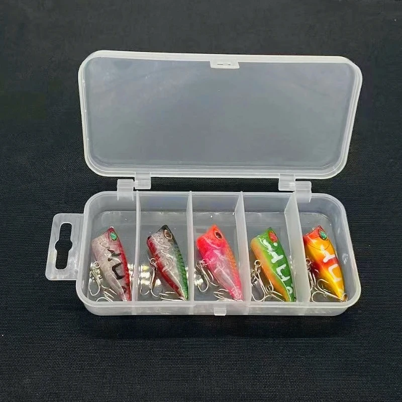 5pcs Surface System Mini Crawler False Bait Carp Fishing Strap Box Set 40mm/3.3g Hard Bait for Fresh Water Fishing Lure Set