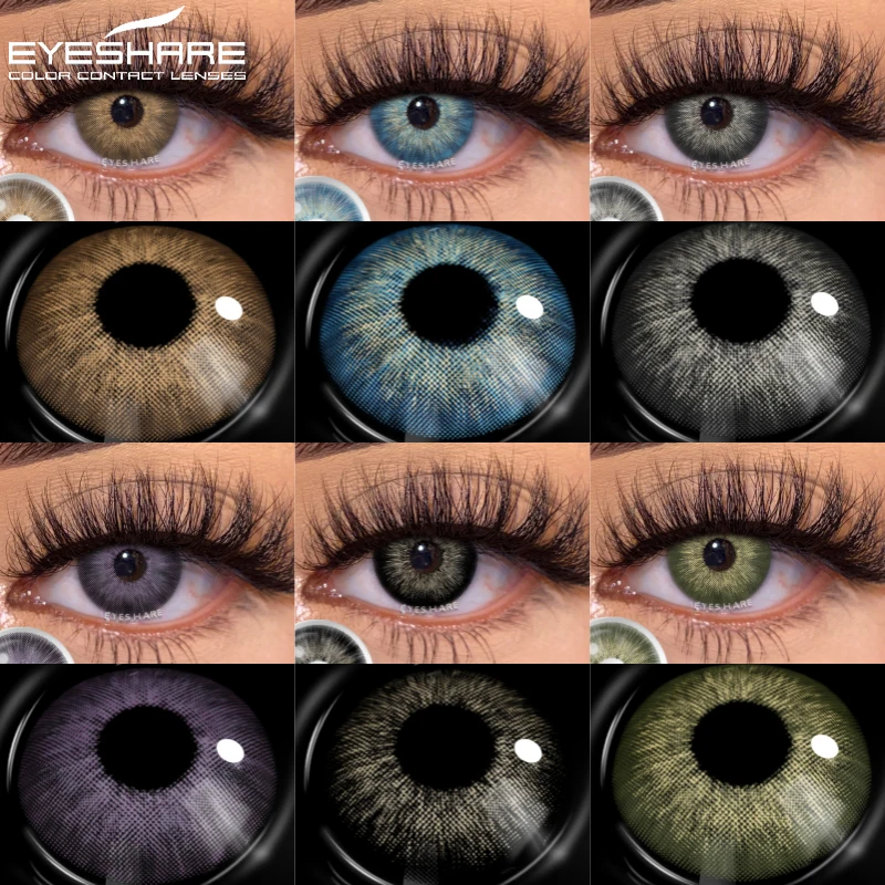 EYESHARE 2 Stück farbige Kontaktlinsen für Augen, graue Linsen, blaue Augenlinse, schwarze Kontakte, jährliche kosmetische mehrfarbige Kontaktlinsen