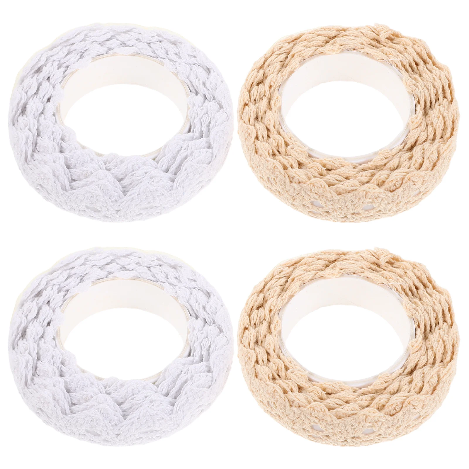 

4 Rolls Self Adhesive Cotton Lace Ribbon Decorative Tape for Crafts Wedding Scrapbooking Card Making Cotton Lace Ribbon Trim