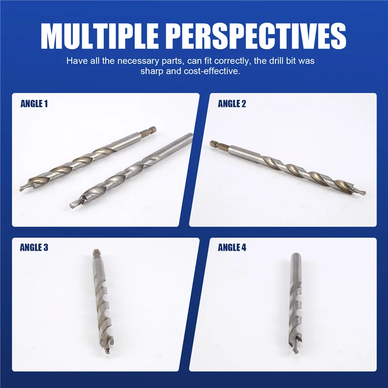 Broca para agujeros ocultos A92P de 3/8 pulgadas con tope de profundidad, vástago hexagonal de 1/4, brocas helicoidales de repue