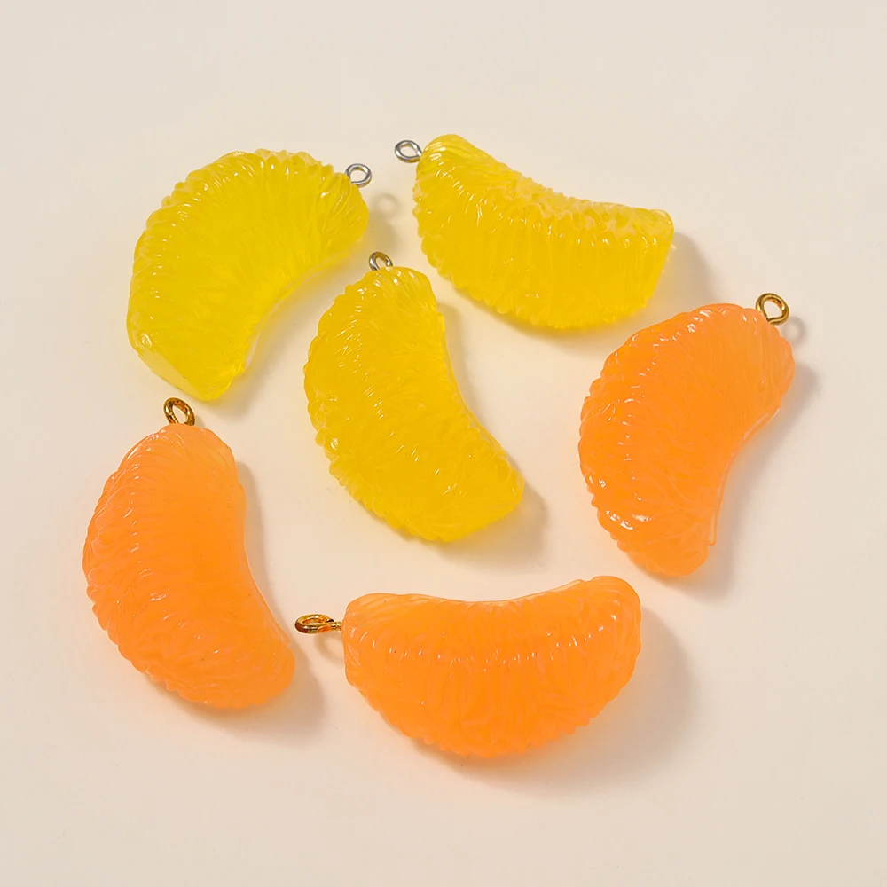 5 Stücke 24*42mm Harz Imitation Obst Anhänger Orange Charms für Schmuck Machen DIY Ohrringe Armband Erkenntnisse