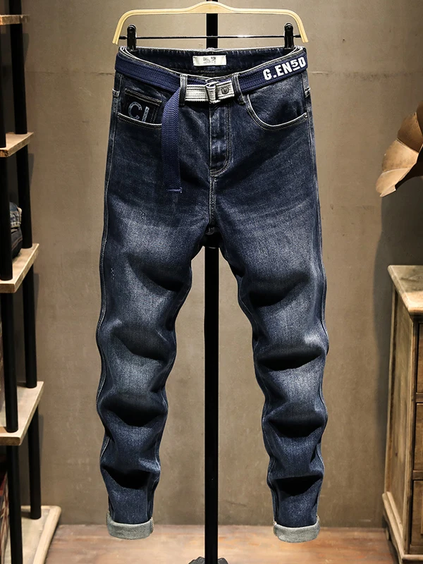 

Мужские джинсы Slim Fit: новая коллекция весна-осень, прямые брюки с зауженными штанинами, модные мужские брюки Harlan из хлопка с эффектом стрейч