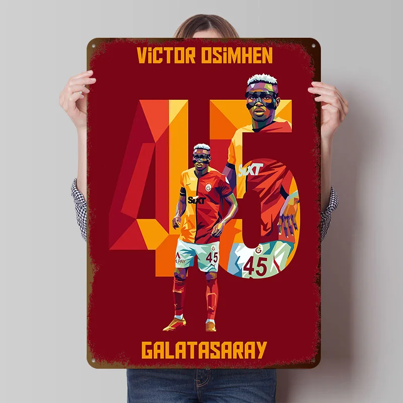 Victor Osimhen Galatasaray Pop-Art-Poster, personalisierte Wandkunst, Retro-Vintage-Metallschilder für Gamer-Dekoration, Gaming