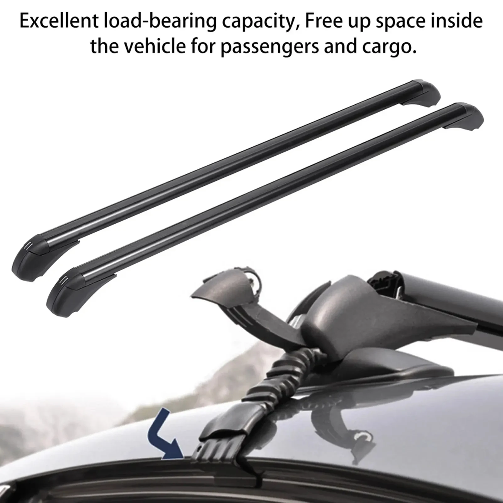 Car Top Luggage Roofs Rack Universal  Cross-Bar Aluminium Car Top Rack Rooftop Luggage Canoe Kayak Carrier Frame for Vacation