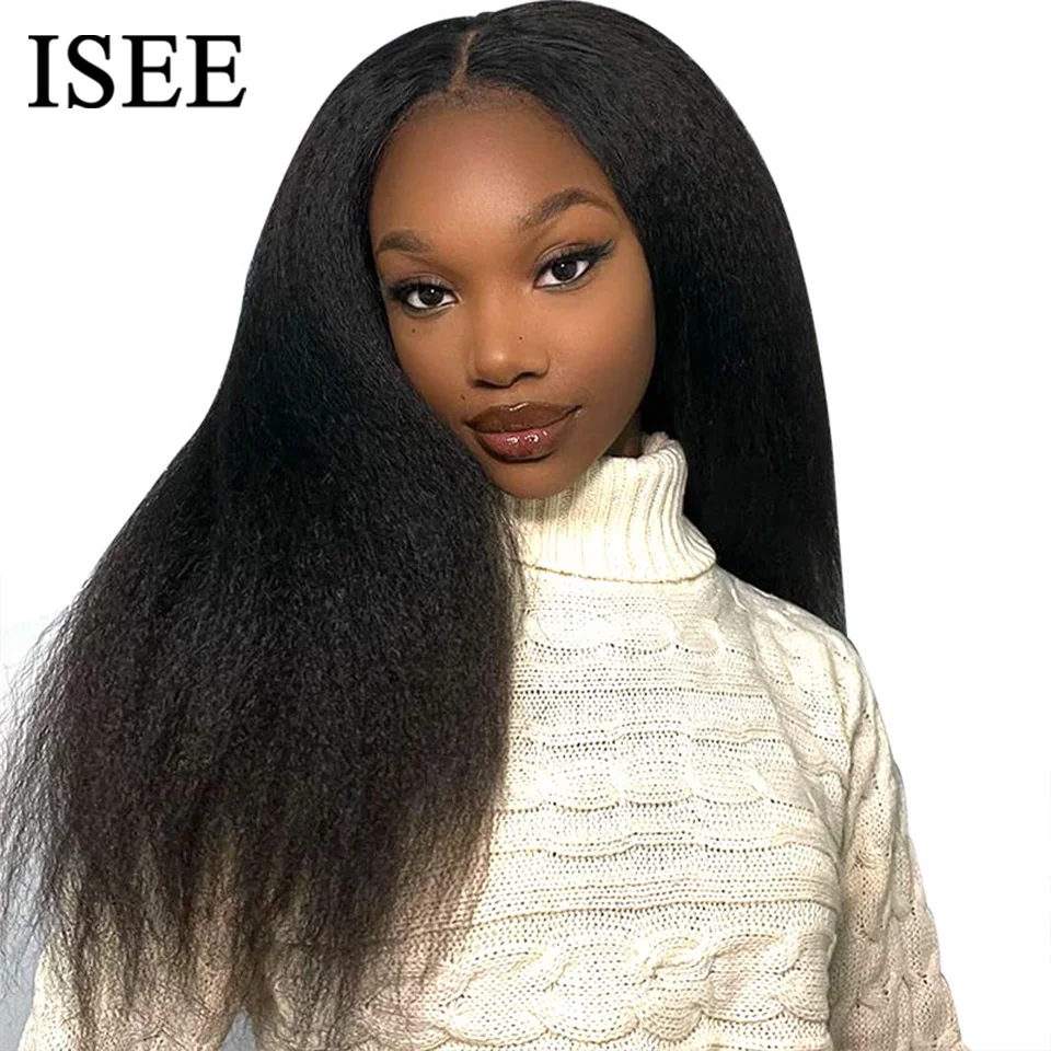 

Wear Go Glueless Human Hair Wig ISEE Hair Mongolian Kinky Straight 6x4 HD Glueless Lace Front Wig Ready To Wear Pre Plucked