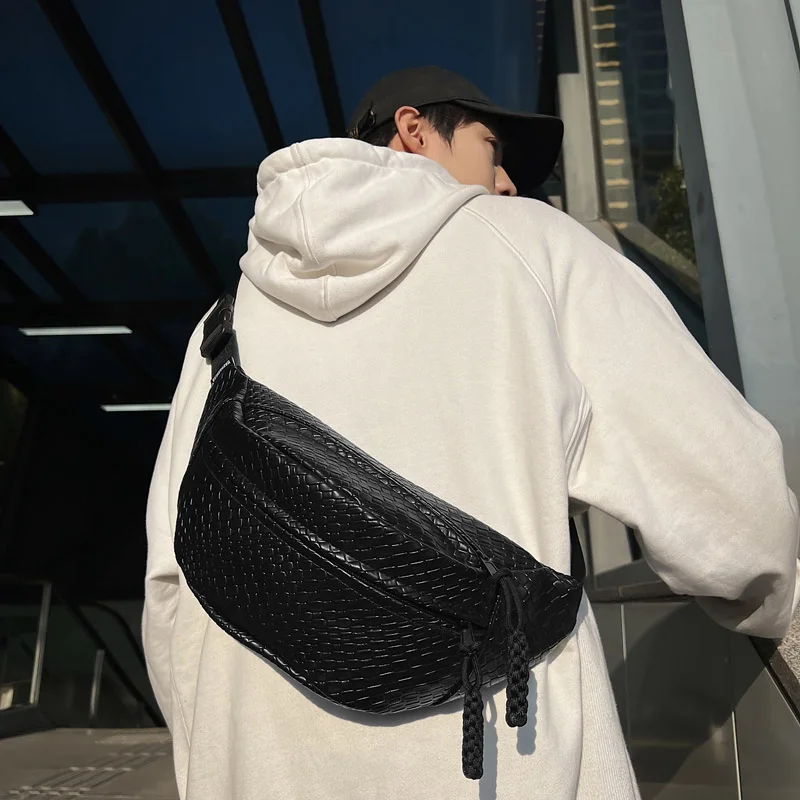 Unisex Waist Bag Large Capacity Fanny Packs Woven pattern Chest Bag Fashion Shoulder Crossbody Bags High-quality Waist Belt Bags