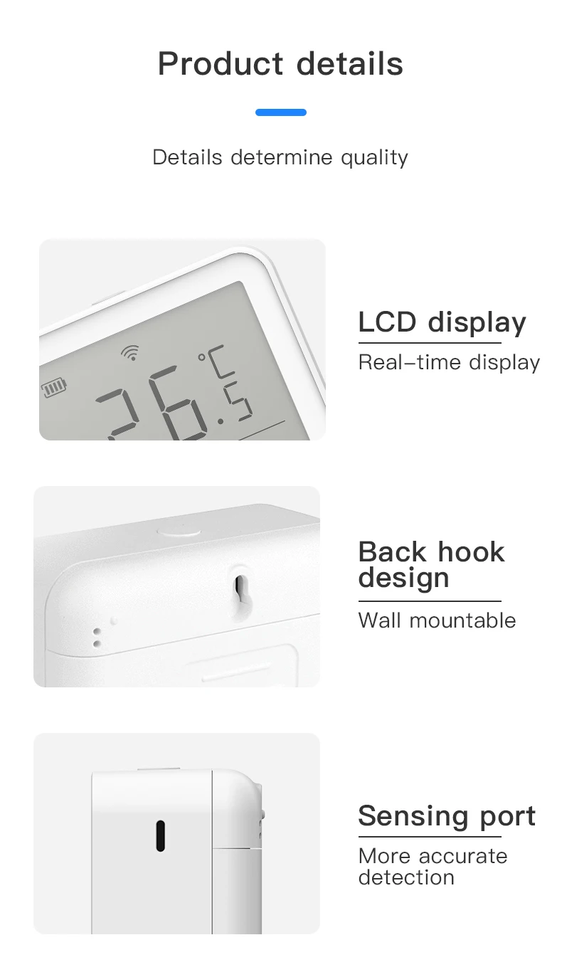 Tuya WIFI Temperature Humidity Sensor Indoor Hygrometer Thermometer LCD Display Smart Home Alexa Google Assistant Remote Control