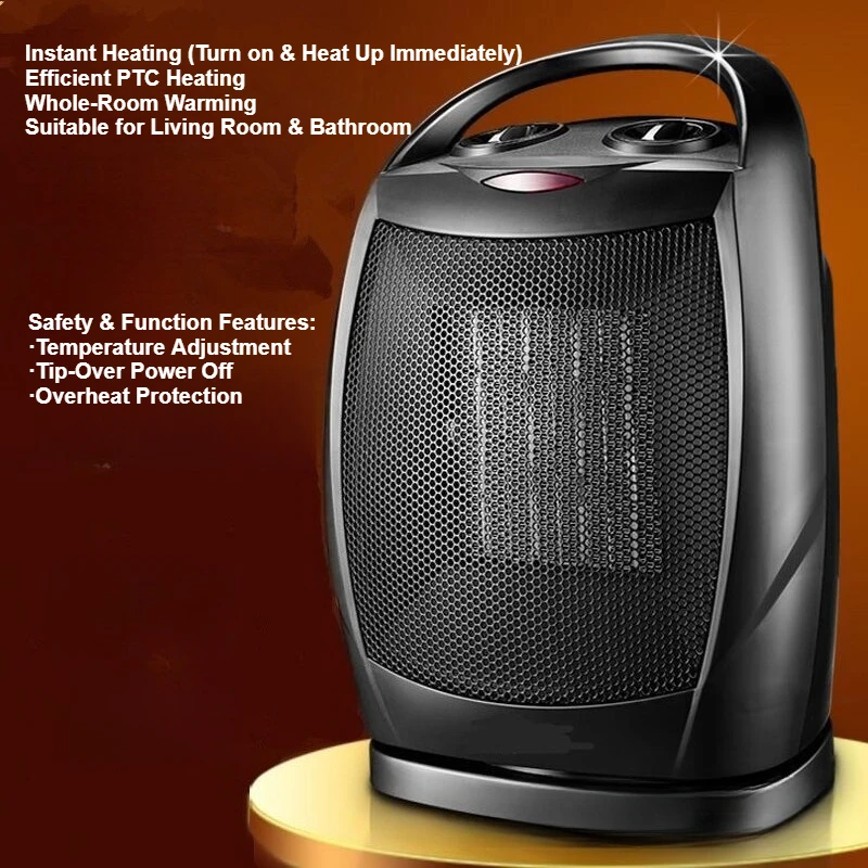 Home Portable Compact Space Heater Adjustable Thermostat Oscillating Overheat Protection