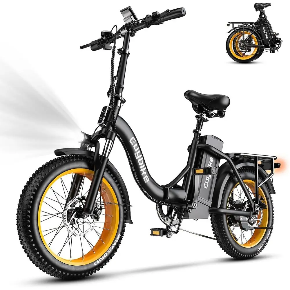 

oldable Electric Bike or Adults, Peak 1000W BrushlMotor 70Miles City Commuter Ebike, 48V 20AH Lithium Battery, 20" at Tire 7-Spe