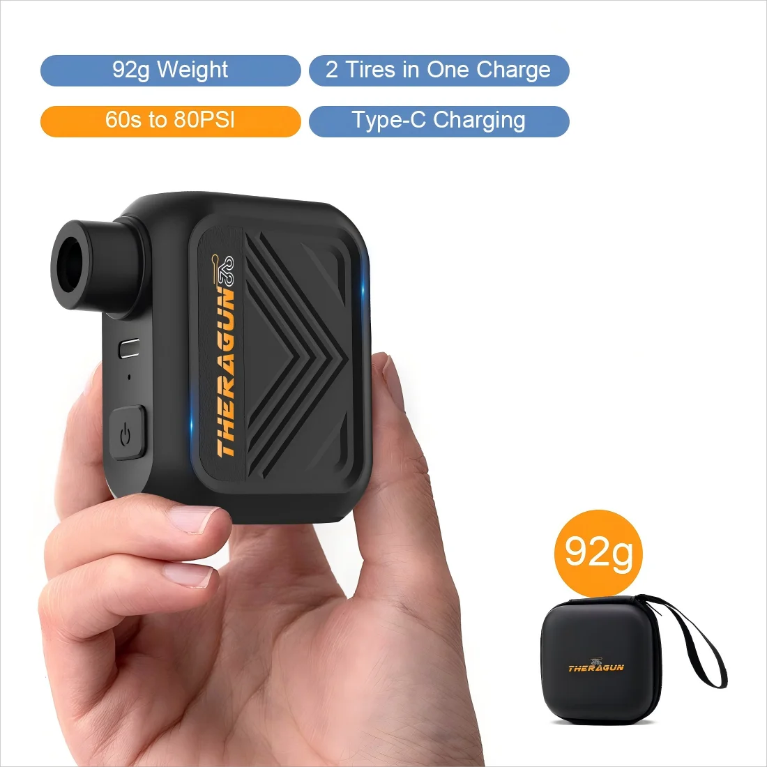 AliExpress THERAGUN Mini Portable Bicycle Pump Rechargeable Electric Air Inflator, 5V Type-C Bike Accessories for Bike Schrader Presta Tires.