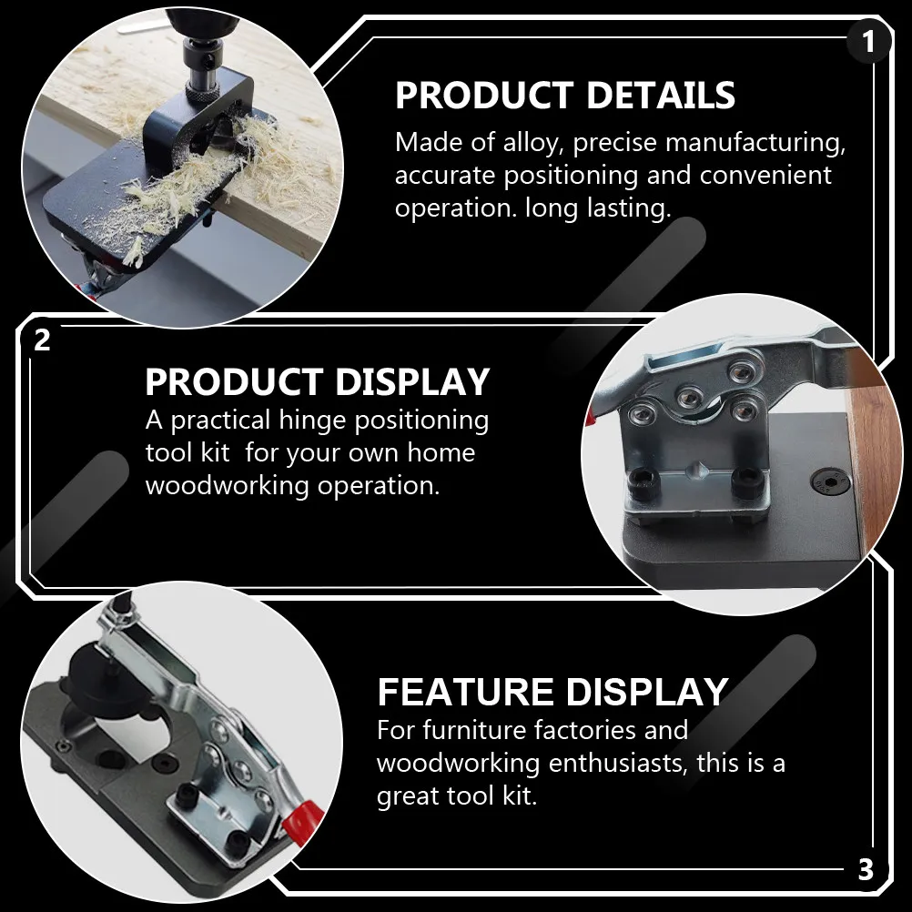 1Set Hinge Positioning Tool Kit Alloy Woodworking Hole Locator for Cabinet Door Installation Cupboard Hinge Drilling Positioning