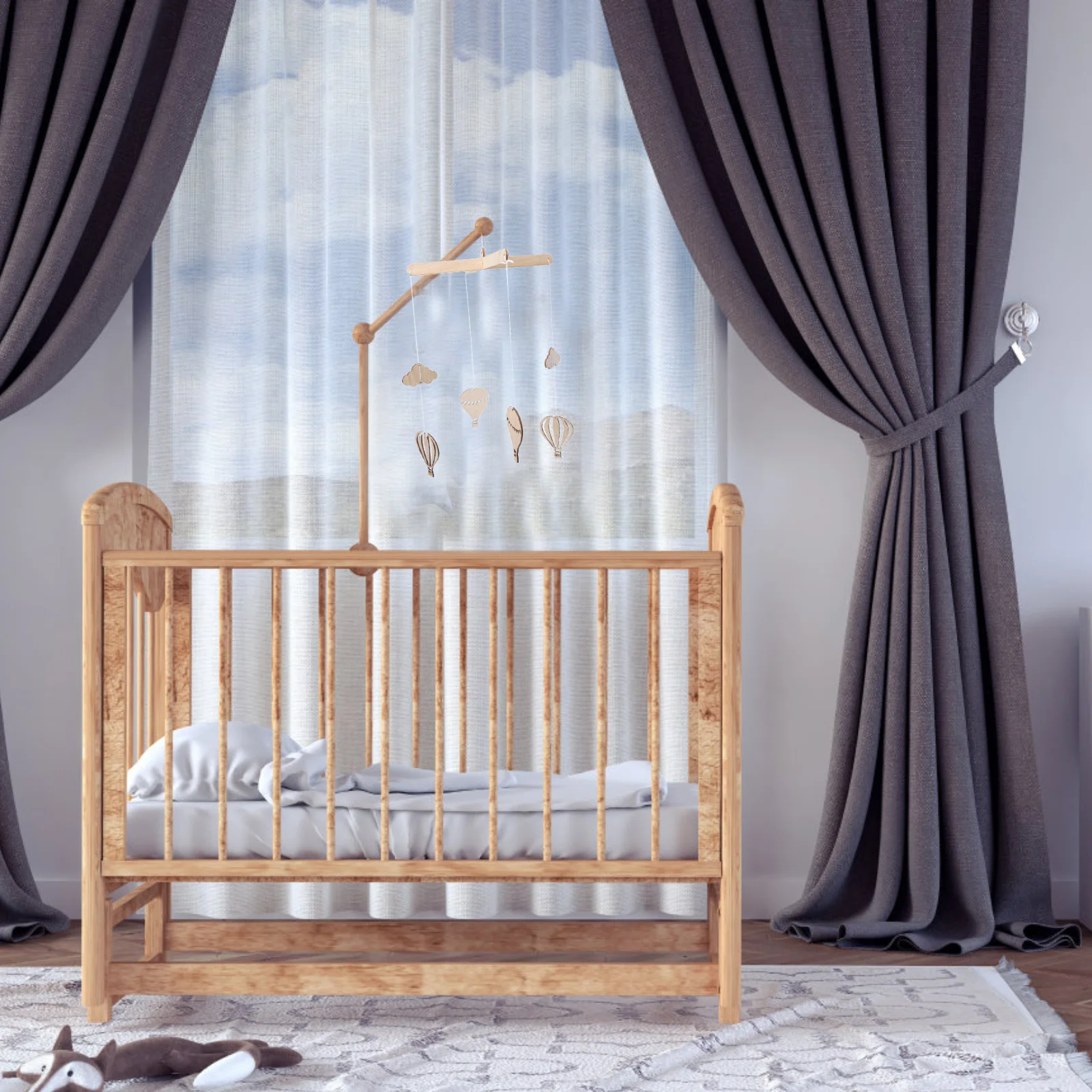 2 قطعة بالون ساخن الرياح الدقات خشبية غرفة الاطفال ديكور الحضانة صور منطاد الهواء الساخن الرياح الدقات الدعائم الوليد مهديء سرير