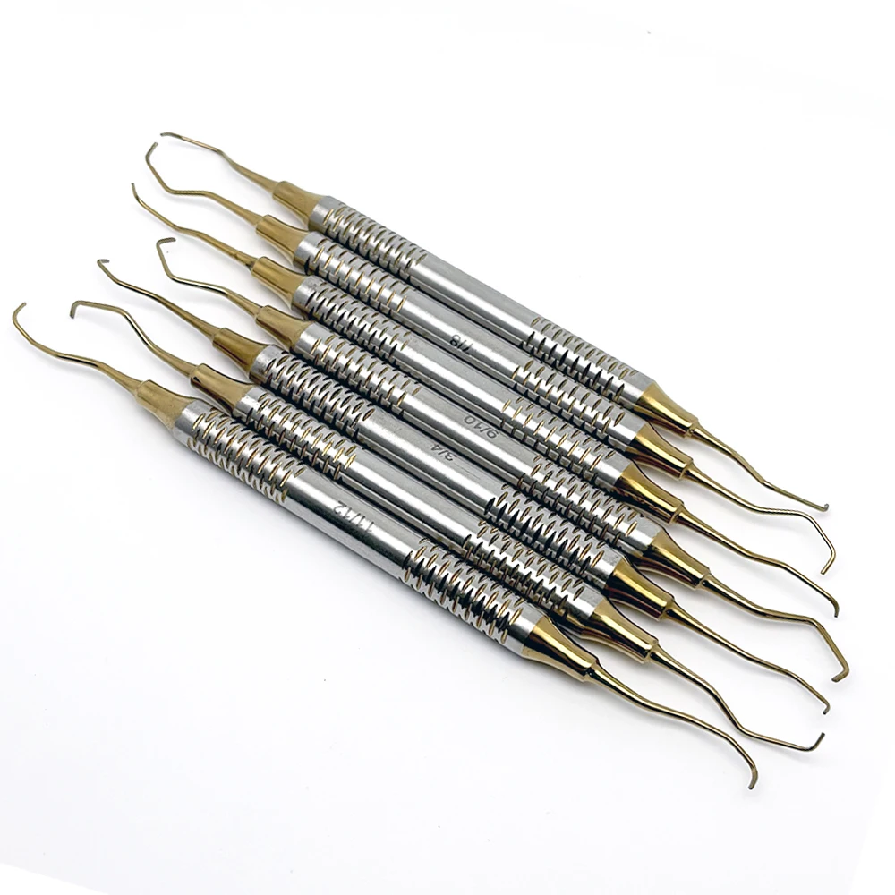 7Pcs Dental Tooth Cleaning Scaler Manual Use Professional Gracey Curette Periodontal Bone Curettes Perio Dental Instrument Tool