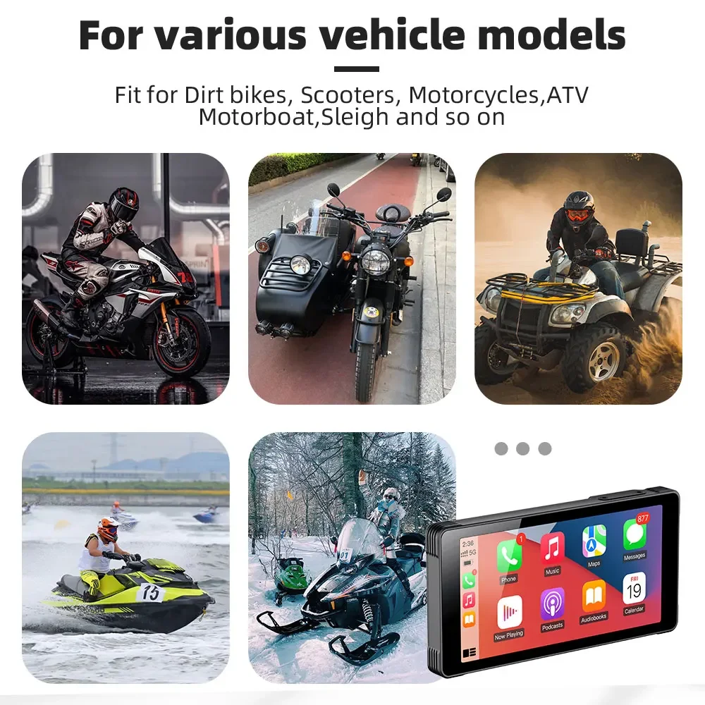 5.5inch Motorcycle Car Monitor GPS Navigation IP66 Waterproof Wireless Android Auto Carplay Screen IPS Display Motorcycle Radio