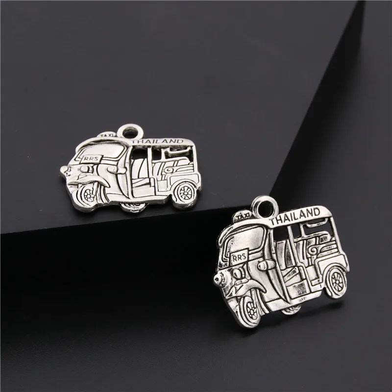 8pcs Silver Color Thailand Taxi Car Bus Charms Motorcycle Pendant For DIY Handmade Jewelry Making A66