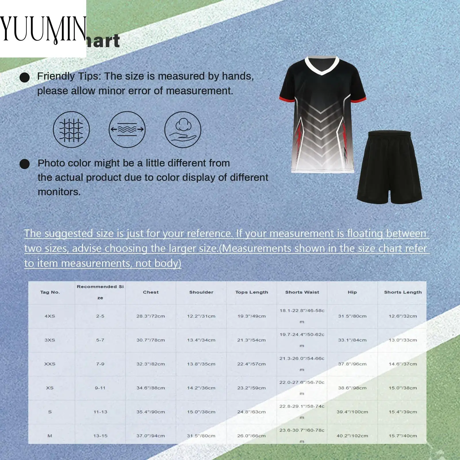 Kids Unisex Quick Dry Football Soccer Set Short Sleeve V Neck Printed Top with Elastic Waistband Shorts for Sports Game