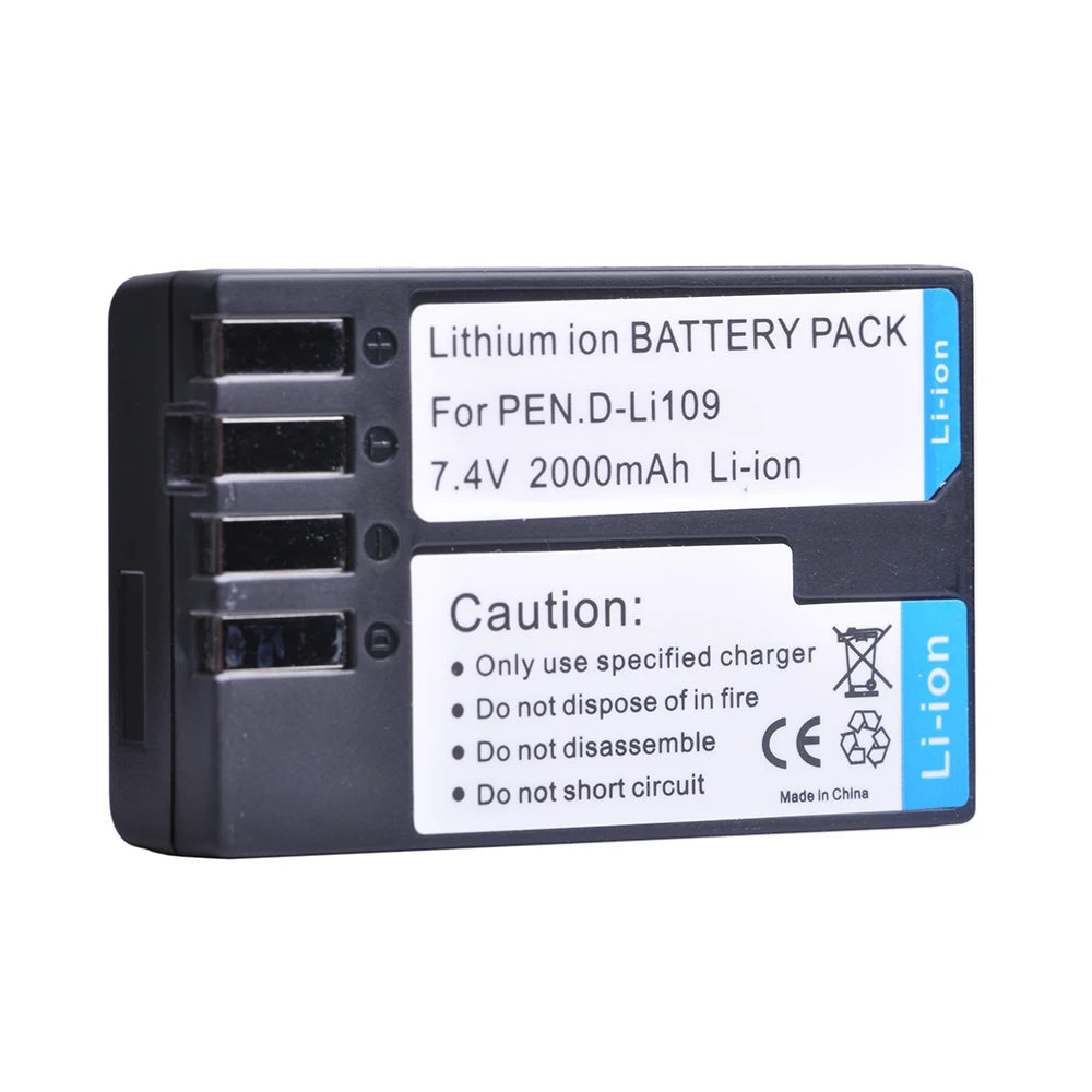 2000mAh D-Li109 Battery and Charger for Pentax K-30, K-50, K-70, K-S2, Kr, KP, K-S1, K-500