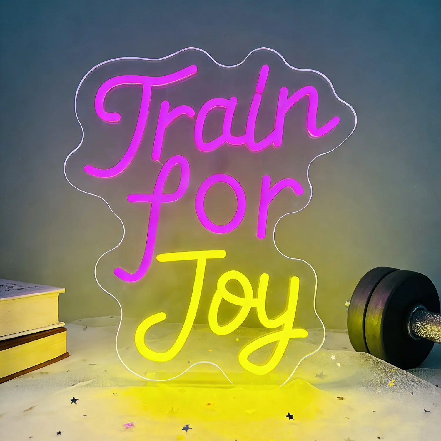 

Неоновая вывеска Train for Joy: светодиодный диммируемый неоновый светильник для декора спортзалов, кафе, дней рождения, спален, офисов, лаунж-зон, балконов, патио