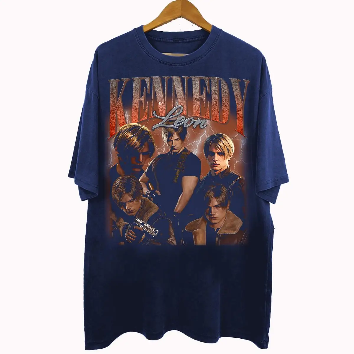 2026 New 90s Vintage Pirated Style Leon Scott Kennedy T-shirt Women's Men's T-shirt Summer New Unisex Casual Soft T-shirt