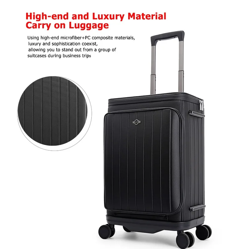 Travel Rolling Suitcase Side Storage Anti‑Theft Zipper Luggage Case TSA Lock 360° Silent Swivel Wheels Hard Shell Travel Bag