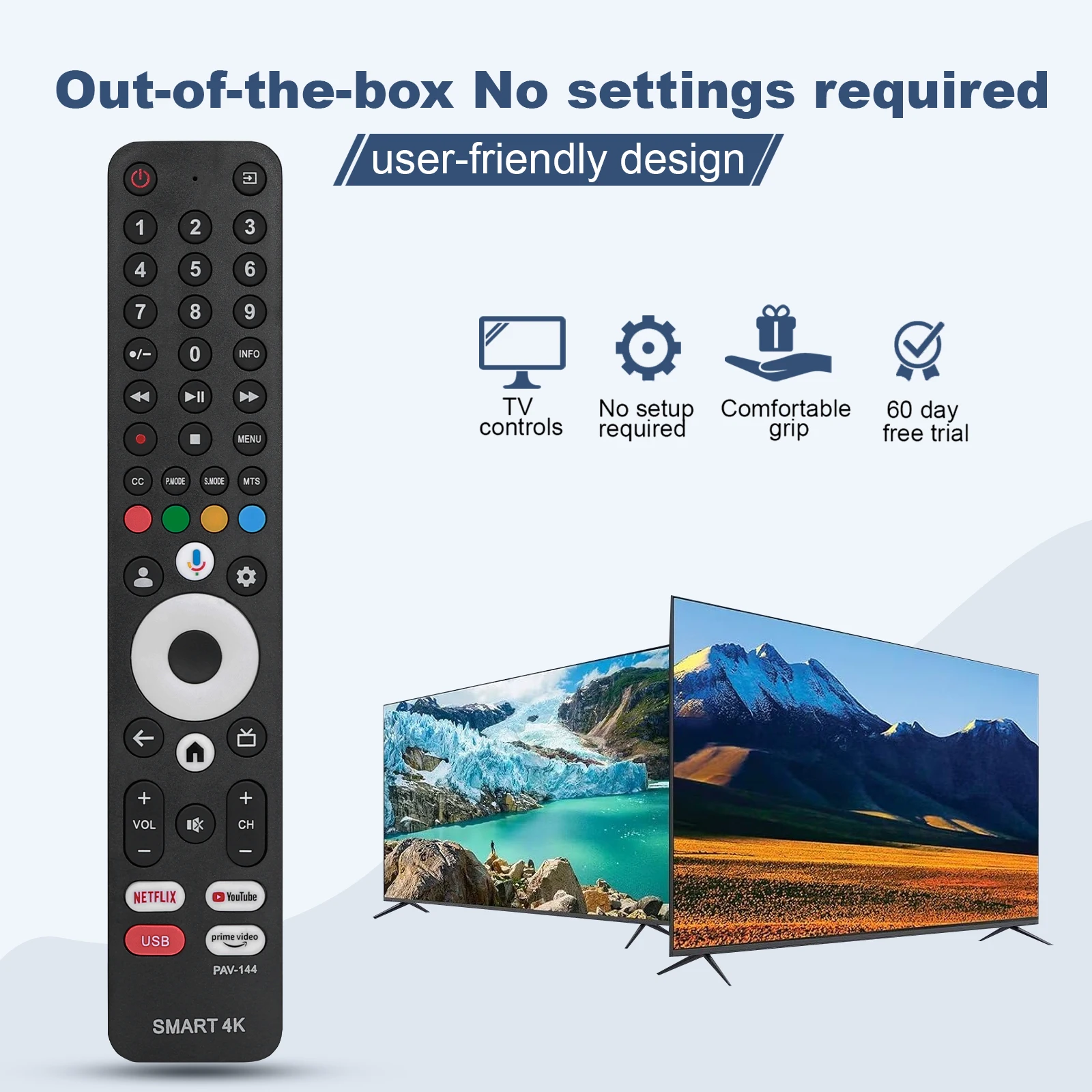 (No Voice)PAV‑144 Replace Remote Control Original RC2101 For Sharp 4K Smart Android TV With Netflix YouTube Prime Video Hot Keys