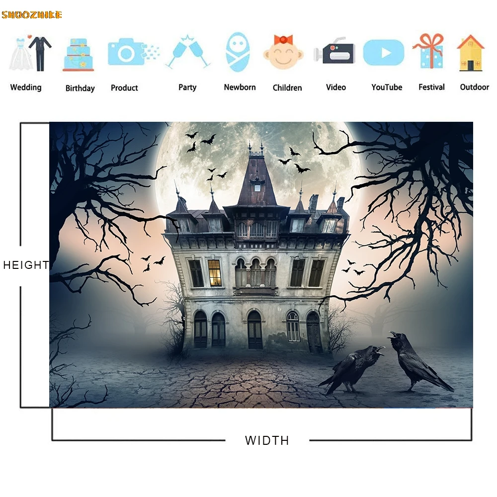 Halloween Backdrop Photozone Tomb Park Star Terrible Night Party Scene Photography Background Photocall for Photo Studio